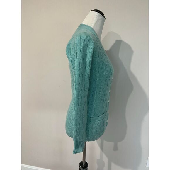 Isle of Skye Women Scotland Made Pure Cashmere Blue cardigan sweater fit sz S - Picture 5 of 11